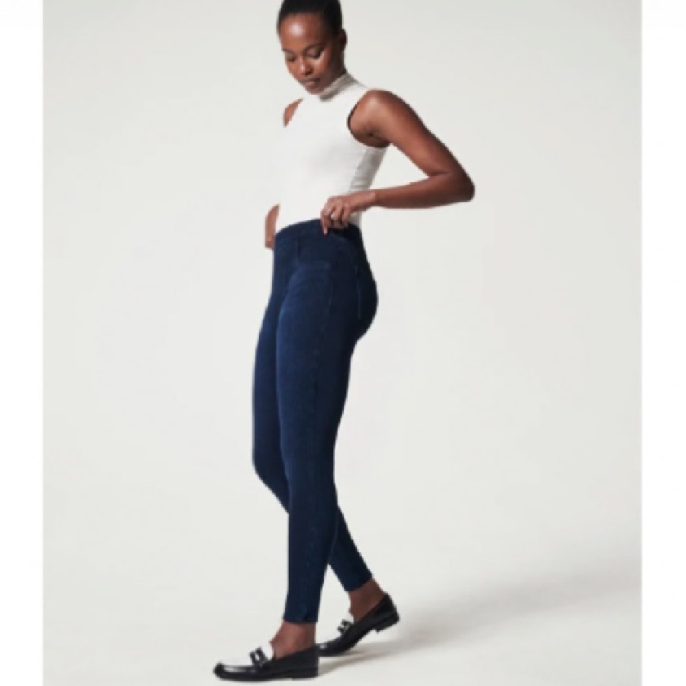 SPANX Jean-ish Pull On Ankle Leggings Jeans, Size Medium, Blue